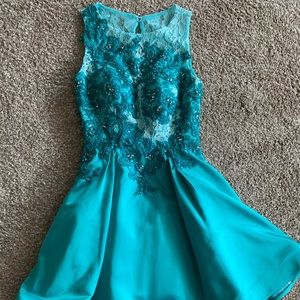 Custom Tony Bowls green cocktail dress